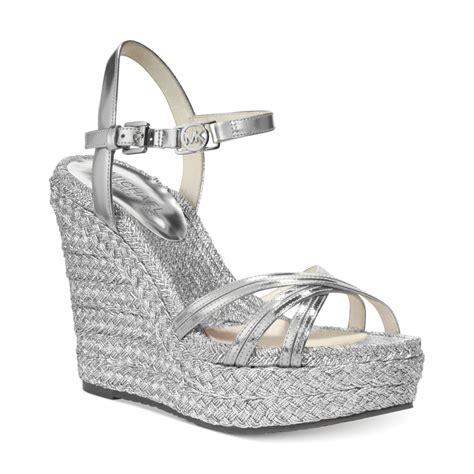 silver sandals michael kors|Michael Kors silver wedge sandals.